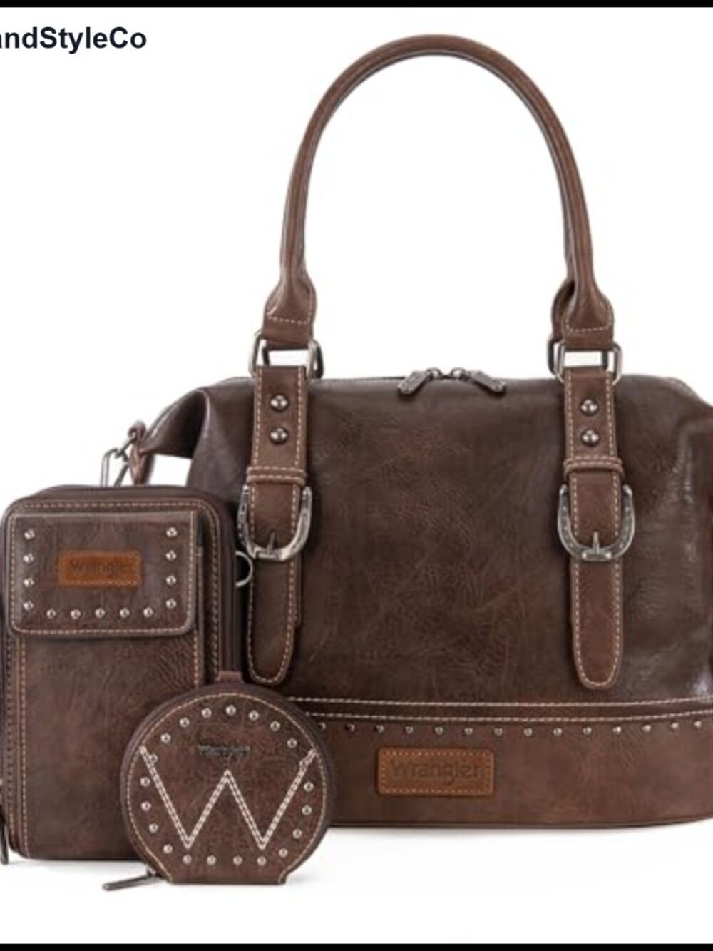3Pc Vintage Doctor Bag Set Faux Leather Satchel Purse